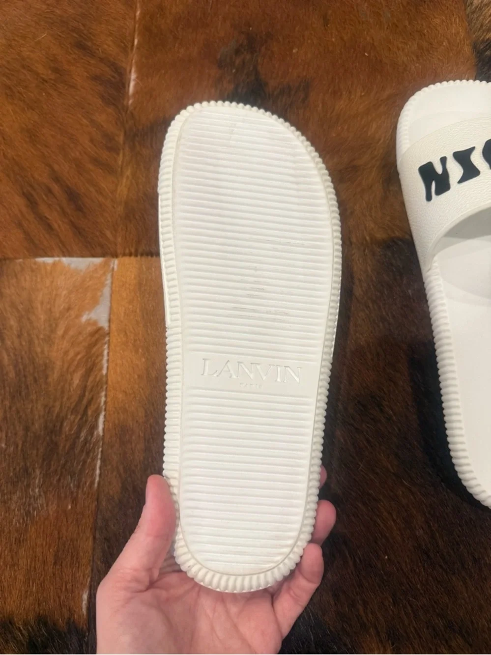 New Lanvin White Arpège Slide Sandals